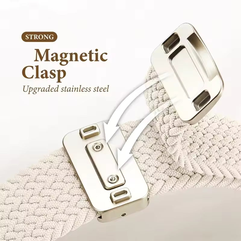 Braided Nylon Stretch Band for Apple Watch – Adjustable Elastic Strap